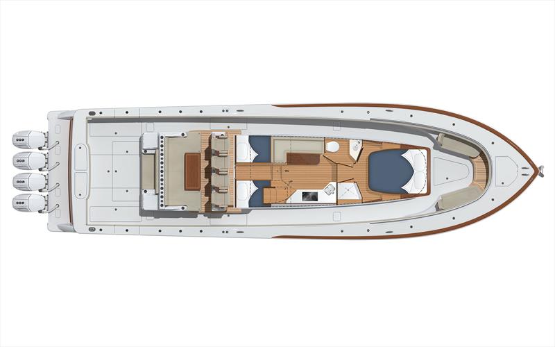 V-55, main bottom lounge photo copyright Viking Yachts taken at  and featuring the Fishing boat class