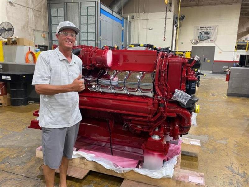 Hull #8 Captain Bryce with those Claret Red engines photo copyright Michael Rybovich & Sons taken at  and featuring the Fishing boat class