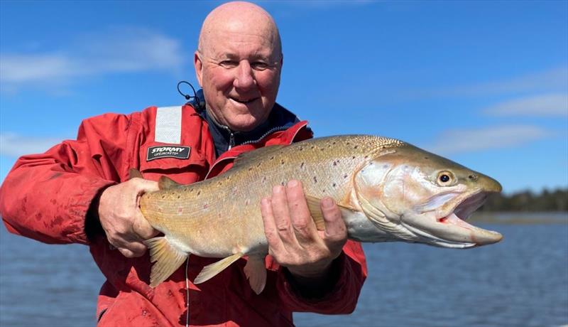 Alan Williams with a big Crescent brown photo copyright Spot On Fishing Hobart taken at  and featuring the Fishing boat class