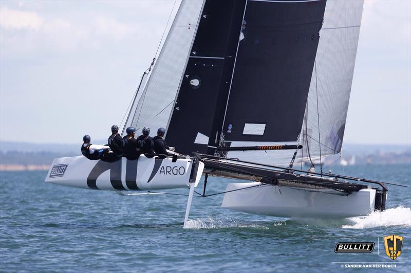 Jason Carroll's Team ARGO 32 on day 1 of GC32 Cowes Cup photo copyright Sander van der Borch / Bullitt GC32 Racing Tour taken at  and featuring the GC32 class