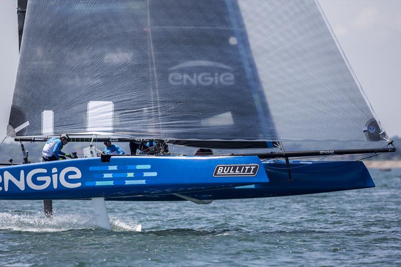 Team ENGIE at speed on day 2 of GC32 Cowes Cup photo copyright Sander van der Borch / Bullitt GC32 Racing Tou taken at  and featuring the GC32 class