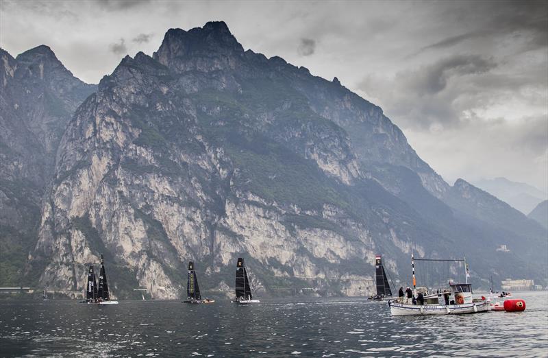Lake Garda still on day 1 of the GC32 Riva Cup photo copyright Jesus Renedo / GC 32 Racing Tour taken at Fraglia Vela Riva and featuring the GC32 class