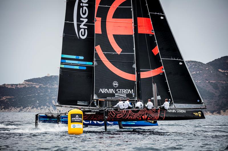 Armin Strom getting practice against Engie for the Anonimo Speed Trial on day 3 of the GC32 Villasimius Cup photo copyright Jesus Renedo / GC32 Racing Tour taken at  and featuring the GC32 class