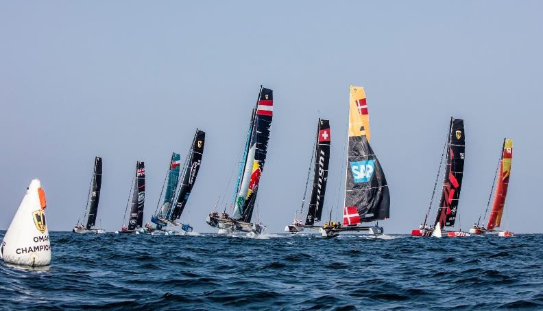 Action at the GC32 Championship in Oman last March. A record-sized fleet is expected on Lake Garda in May 2018 photo copyright Jesús Renedo / GC32 Championship Oman 2017 taken at  and featuring the GC32 class