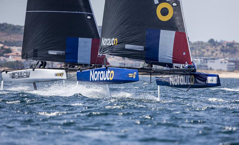 NORAUTO had a very mixed day with three poor results followed by two bullets on day 2 of the GC32 World Championship at Lagos photo copyright Jesus Renedo / Sailing Energy / GC32 Racing Tour taken at  and featuring the GC32 class