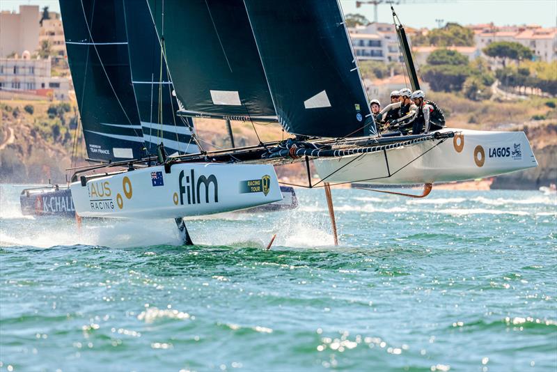 Simon Delzoppo's .film AUS Racing leads K-Challenge Team France on day 2 of the GC32 Racing Tour Lagos Cup photo copyright Sailing Energy / GC32 Racing Tour taken at Clube de Vela de Lagos and featuring the GC32 class