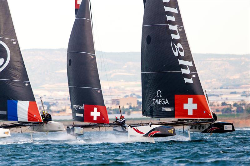 Alinghi has two GC32's competing on the GC32 race circuit drawing on a sailing squad that now numbers 15 people photo copyright Sailing Energy / Pedro Martinez taken at Lake Geneva Yacht Club and featuring the GC32 class