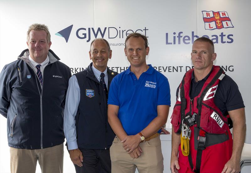 (l-r) Jez Entwistle, Brian Robson, Mark Jardine & Ben Archibald at the new RNLI and GJW Direct Lifejacket Clinic association announcement photo copyright Tim Olin / www.olinphoto.co.uk taken at  and featuring the  class