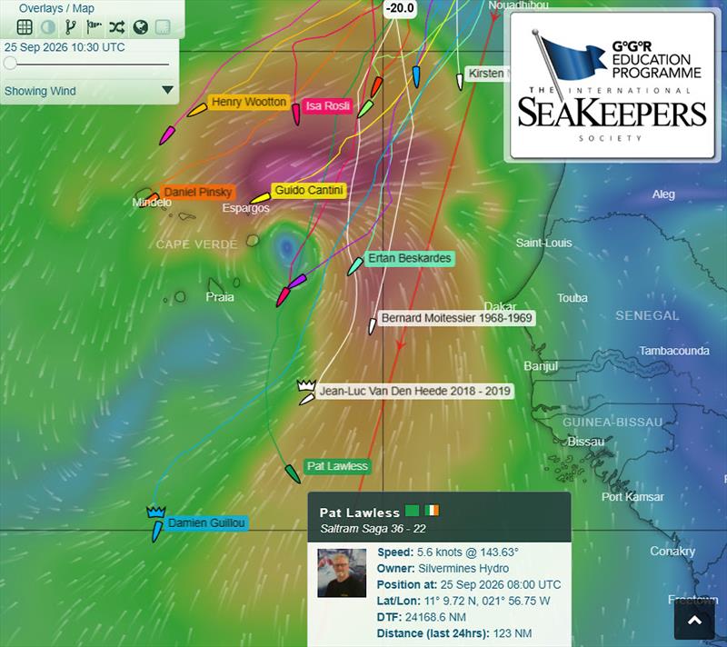 A snapshot of the race as it unfolds. This YB Tracker screenshot illustrates the fleet positions, routes and wind conditions featured in Don McIntyre's daily GGR2026 tracker reports on YouTube and Facebook - photo © GGR2026 / YB Tracking