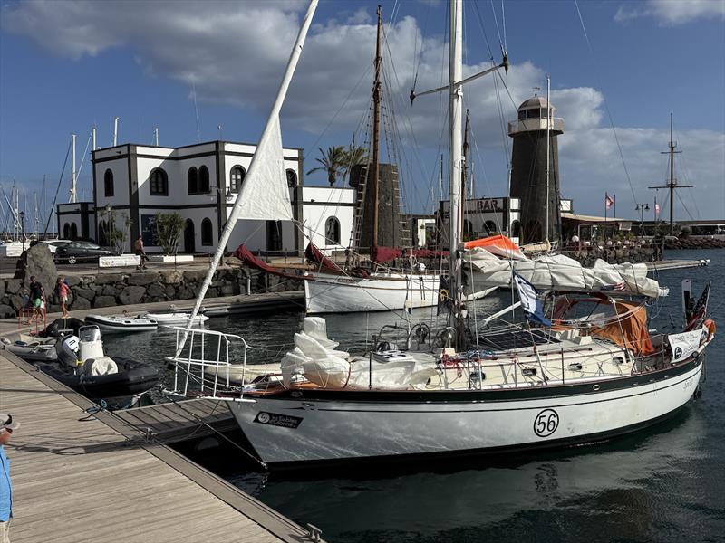 Repairs stand between SPIRIT and a return to the race. American skipper Guy deBoer's Tashiba 36 lies alongside at Marina Rubicón, Lanzarote, while organisers await the surveyor's report on the required chainplate and hull structural repairs - photo © Don McIntyre / GGR2026