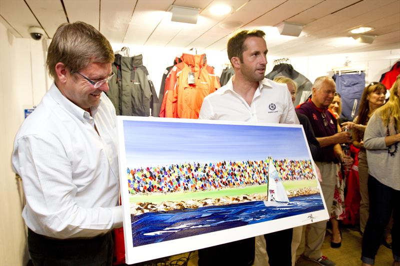 Paul Strzelecki and Ben Ainslie in the Lymington Henri Lloyd store after London 2012 photo copyright Henri Lloyd taken at  and featuring the  class