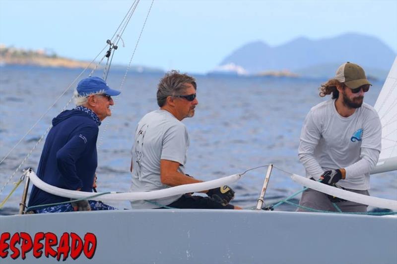 John Foster (far left) at the helm of IC24 Desperado on day 1 of the 50th St. Thomas International Regatta photo copyright Ingrid Abery taken at St. Thomas Yacht Club and featuring the IC24 class
