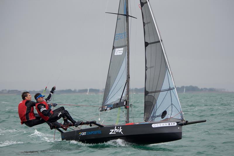 Archie Massey & Harvey Hillary on International 14 Prince of Wales Cup Week day 1 photo copyright Mary Pudney taken at Hayling Island Sailing Club and featuring the International 14 class