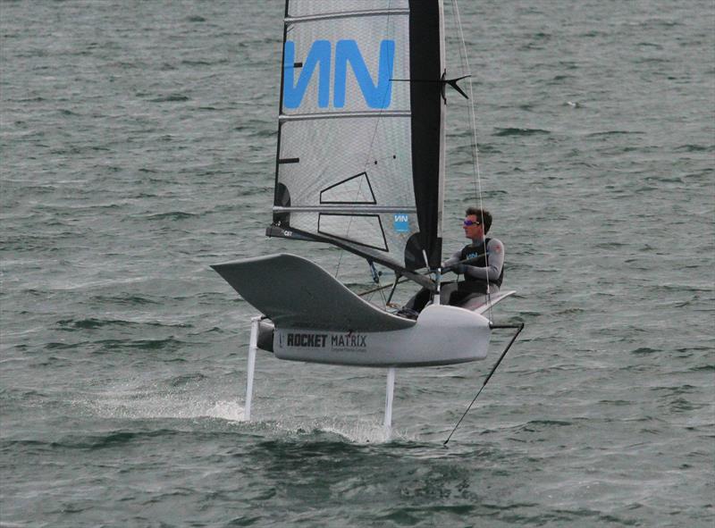 Dylan Fletcher on day 2 of the VRsport.tv International Moth UK Nationals in Weymouth photo copyright Mark Jardine / IMCA UK taken at Weymouth & Portland Sailing Academy and featuring the International Moth class