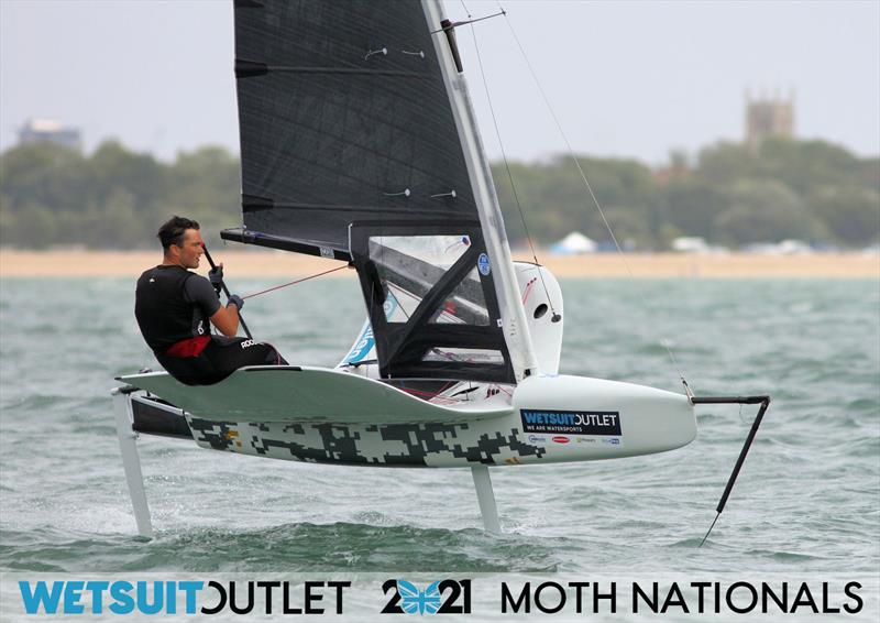 Billy Vennis-Ozanne on day 2 of the Wetsuit Outlet UK Moth Nationals 2021 photo copyright Mark Jardine / IMCA UK taken at Stokes Bay Sailing Club and featuring the International Moth class
