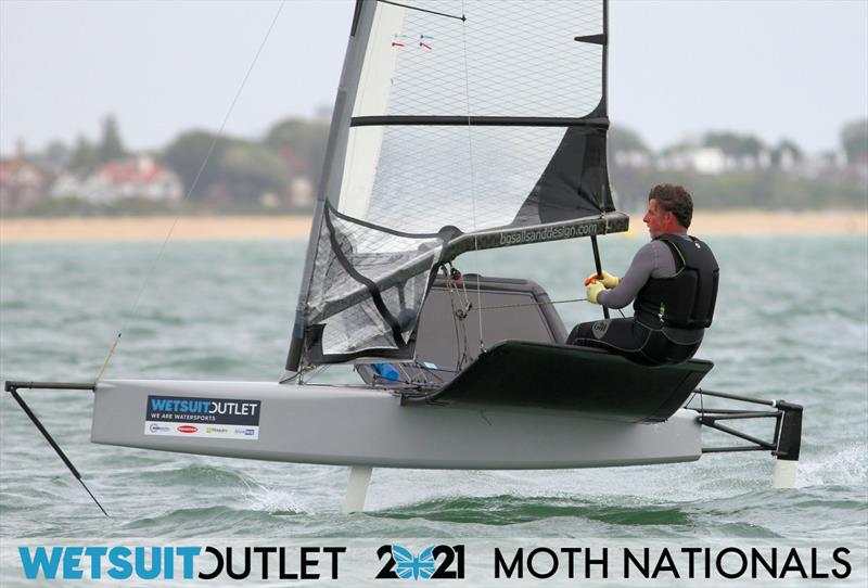 Brad Gibson on day 2 of the Wetsuit Outlet UK Moth Nationals 2021 photo copyright Mark Jardine / IMCA UK taken at Stokes Bay Sailing Club and featuring the International Moth class