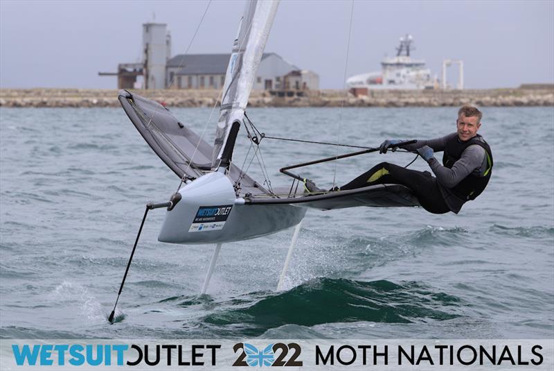 Paul Gliddon on Day 1 of the 2022 Wetsuit Outlet UK Moth Class Nationals at the WPNSA photo copyright Mark Jardine / IMCA UK taken at Weymouth & Portland Sailing Academy and featuring the International Moth class