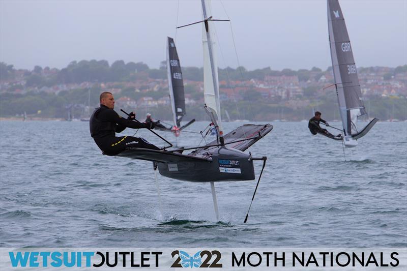 Adrian Coatsworth on Day 1 of the 2022 Wetsuit Outlet UK Moth Class Nationals at the WPNSA photo copyright Mark Jardine / IMCA UK taken at Weymouth & Portland Sailing Academy and featuring the International Moth class