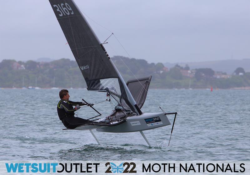 Brad Gibson on Day 1 of the 2022 Wetsuit Outlet UK Moth Class Nationals at the WPNSA photo copyright Mark Jardine / IMCA UK taken at Weymouth & Portland Sailing Academy and featuring the International Moth class
