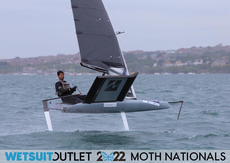 Kyle Stoneham on Day 1 of the 2022 Wetsuit Outlet UK Moth Class Nationals at the WPNSA photo copyright Mark Jardine / IMCA UK taken at Weymouth & Portland Sailing Academy and featuring the International Moth class