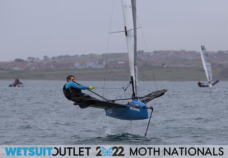 Joe Adams on Day 1 of the 2022 Wetsuit Outlet UK Moth Class Nationals at the WPNSA photo copyright Mark Jardine / IMCA UK taken at Weymouth & Portland Sailing Academy and featuring the International Moth class