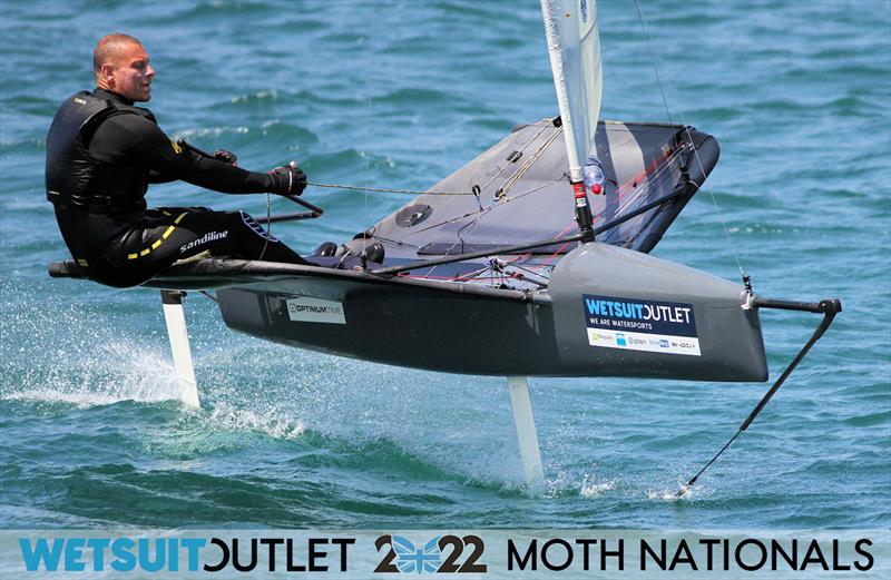 Adrian Coatsworth on Day 2 of the 2022 Wetsuit Outlet UK Moth Class Nationals at the WPNSA photo copyright Mark Jardine / IMCA UK taken at Weymouth & Portland Sailing Academy and featuring the International Moth class