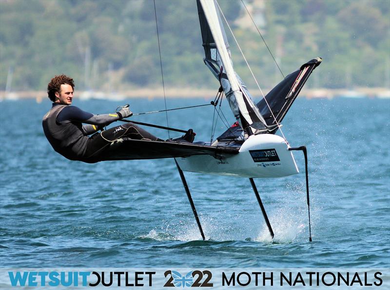 Eddie Bridle on Day 2 of the 2022 Wetsuit Outlet UK Moth Class Nationals at the WPNSA photo copyright Mark Jardine / IMCA UK taken at Weymouth & Portland Sailing Academy and featuring the International Moth class