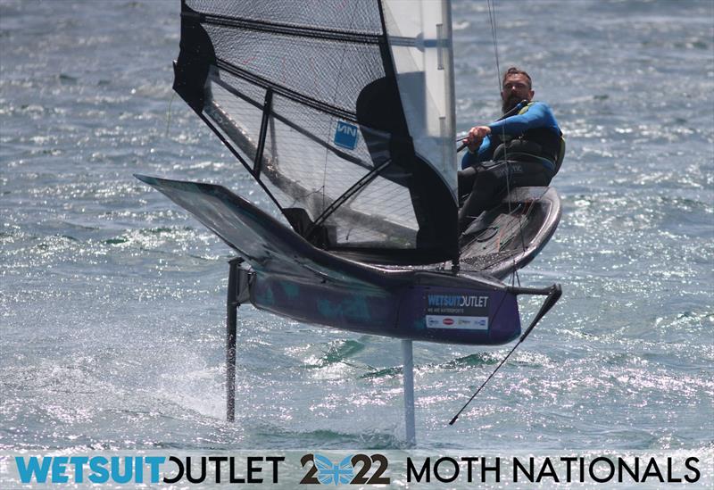 James Sainsbury on Day 2 of the 2022 Wetsuit Outlet UK Moth Class Nationals at the WPNSA photo copyright Mark Jardine / IMCA UK taken at Weymouth & Portland Sailing Academy and featuring the International Moth class