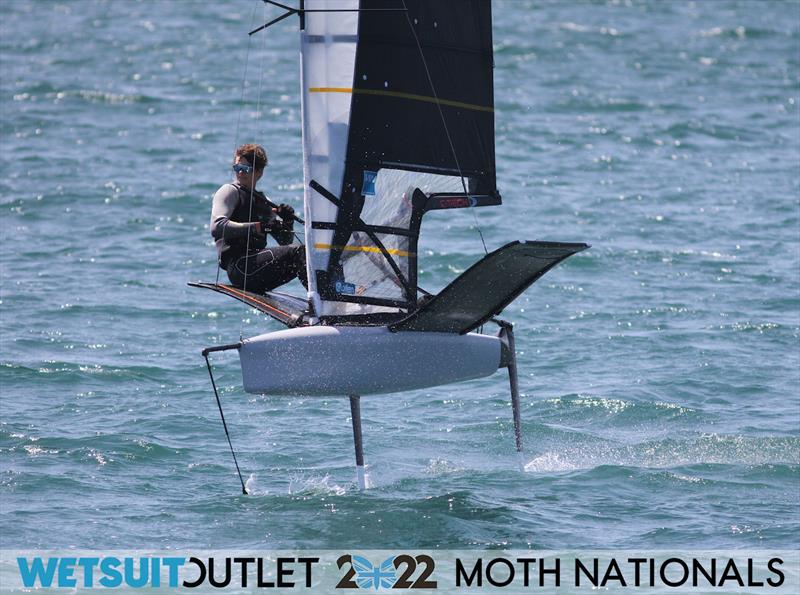 Nicolai Jacobsen on Day 2 of the 2022 Wetsuit Outlet UK Moth Class Nationals at the WPNSA photo copyright Mark Jardine / IMCA UK taken at Weymouth & Portland Sailing Academy and featuring the International Moth class