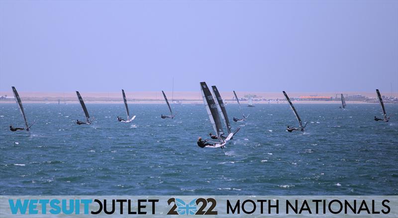 Race 8 on Day 2 of the 2022 Wetsuit Outlet UK Moth Class Nationals at the WPNSA photo copyright Mark Jardine / IMCA UK taken at Weymouth & Portland Sailing Academy and featuring the International Moth class