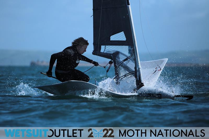 Alex Adams on Day 3 of the 2022 Wetsuit Outlet UK Moth Class Nationals at the WPNSA photo copyright Mark Jardine / IMCA UK taken at Weymouth & Portland Sailing Academy and featuring the International Moth class