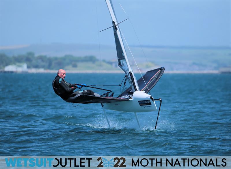 Adam Golding on Day 3 of the 2022 Wetsuit Outlet UK Moth Class Nationals at the WPNSA2 photo copyright Mark Jardine / IMCA UK taken at Weymouth & Portland Sailing Academy and featuring the International Moth class