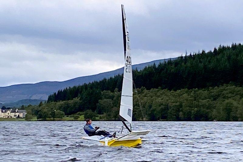 Iain Macintyre in the breeze - International Moth Lowriders Scottish Championships at Loch Tummel photo copyright Andrew Macintyre taken at Loch Tummel Sailing Club and featuring the International Moth class