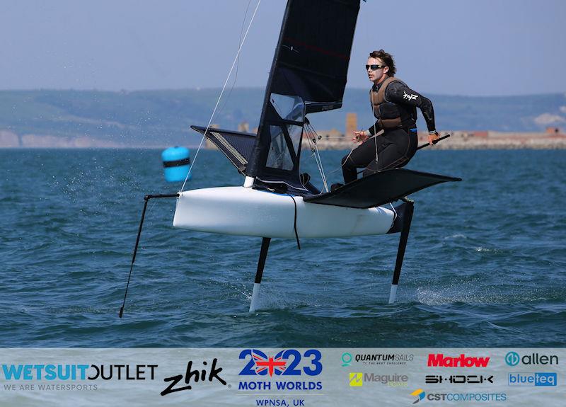 Jack Bennett, NZL 4774, on Day 1 of the Wetsuit Outlet and Zhik International Moth UK Open Championship 2023 photo copyright Mark Jardine / IMCA UK taken at Weymouth & Portland Sailing Academy and featuring the International Moth class