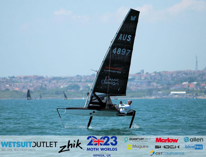 Tom Burton, AUS 4897, on Day 1 of the Wetsuit Outlet and Zhik International Moth UK Open Championship 2023 photo copyright Mark Jardine / IMCA UK taken at Weymouth & Portland Sailing Academy and featuring the International Moth class