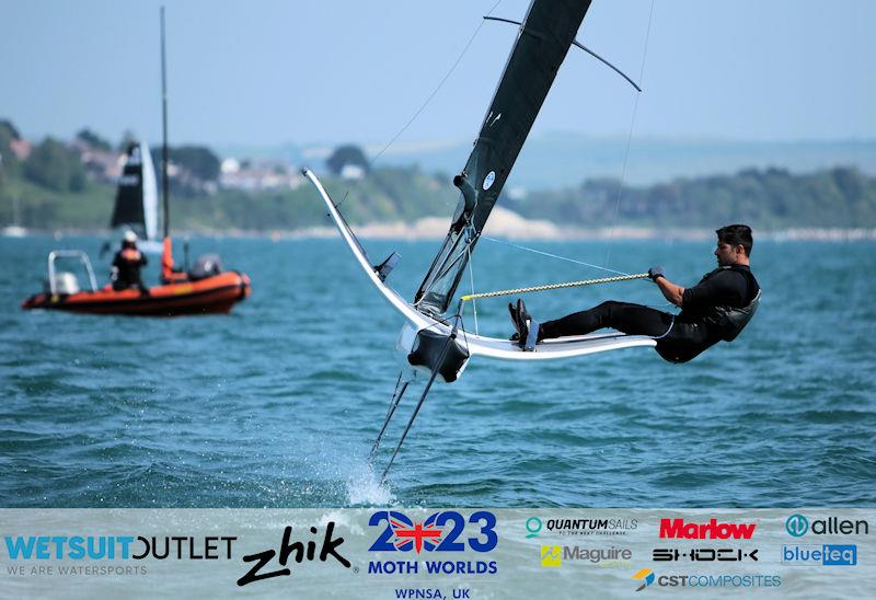 Kyle Stoneham (GBR 5010) on Day 2 of the Wetsuit Outlet and Zhik International Moth UK Open Championship 2023 photo copyright Mark Jardine / IMCA UK taken at Weymouth & Portland Sailing Academy and featuring the International Moth class