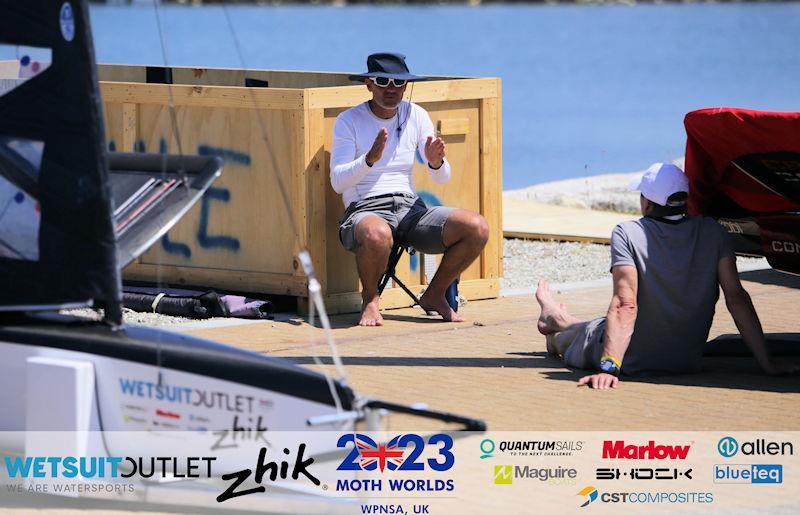 Karate sailing on day 2 of the Wetsuit Outlet and Zhik International Moth World Championship 2023 photo copyright Mark Jardine / IMCAUK taken at Weymouth & Portland Sailing Academy and featuring the International Moth class