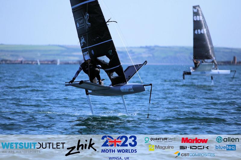 Philipp Buhl, GER 4763 on day 3 of the Wetsuit Outlet and Zhik International Moth World Championship 2023 photo copyright Mark Jardine / IMCAUK taken at Weymouth & Portland Sailing Academy and featuring the International Moth class