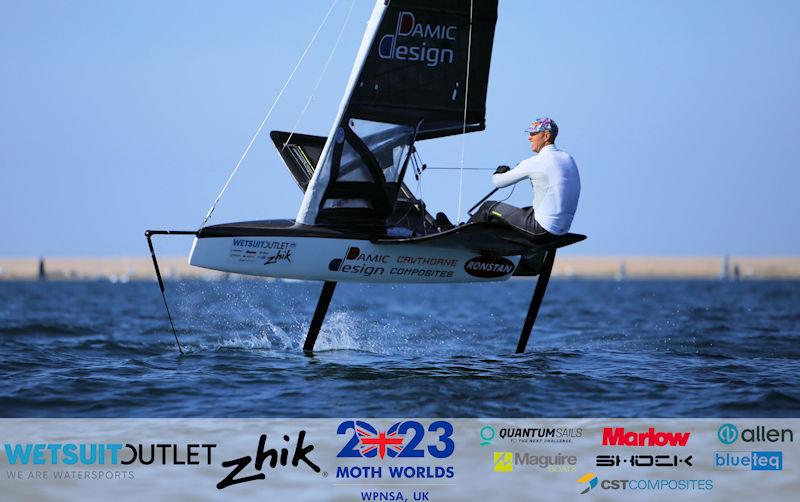Tom Burton, AUS 4897, on day 3 of the Wetsuit Outlet and Zhik International Moth World Championship 2023 photo copyright Mark Jardine / IMCAUK taken at Weymouth & Portland Sailing Academy and featuring the International Moth class