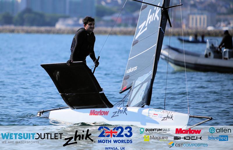 USA 4734, Ravi Parent on day 4 of the Wetsuit Outlet and Zhik International Moth World Championship 2023 photo copyright Mark Jardine / IMCAUK taken at Weymouth & Portland Sailing Academy and featuring the International Moth class