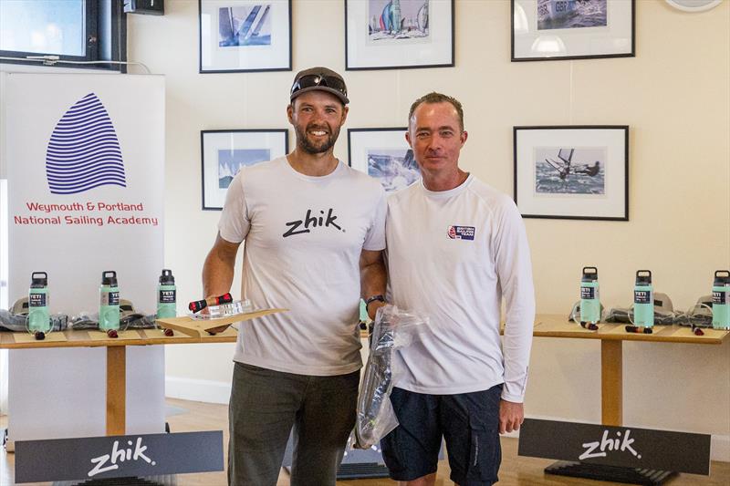 Wetsuit Outlet and Zhik International Moth World Championship 2023 Prize Giving - 9th placed Philipp Buhl photo copyright Phil Jackson / Digital Sailing taken at Weymouth & Portland Sailing Academy and featuring the International Moth class