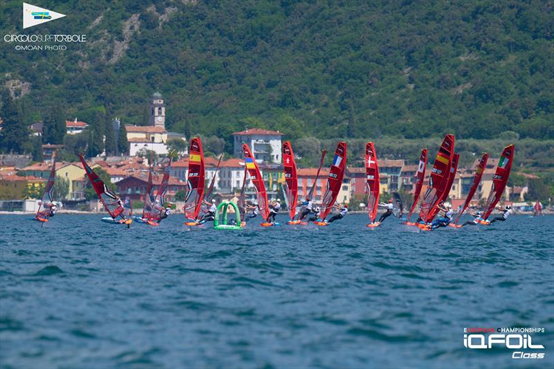 Men's action - iQFOiL European Championships 2022 photo copyright Moan Photos taken at Circolo Surf Torbole and featuring the iQFoil class