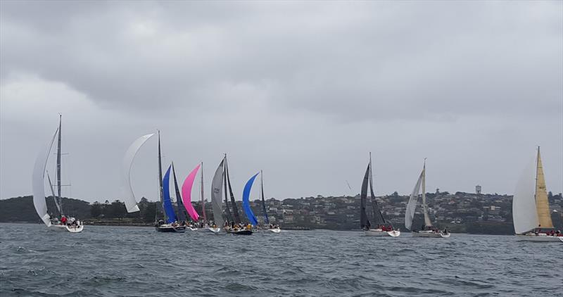 Spinnakers added colour to an otherwise dull morning yesterday in the Cabbage Tree Island Race photo copyright CYCA Staff taken at Cruising Yacht Club of Australia and featuring the IRC class