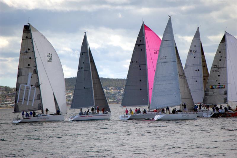Group A fleet starts the final race of the Hobart Combined Club Long Race Series photo copyright Peter Campbell taken at  and featuring the IRC class