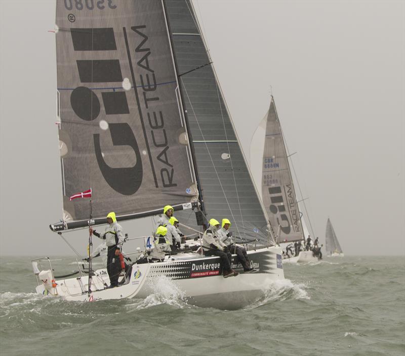 A squall hits Cobra and Dunqerque Plaisance during Aberdeen Asset Management Cowes Week photo copyright Nick Gill taken at Cowes Combined Clubs and featuring the IRC class