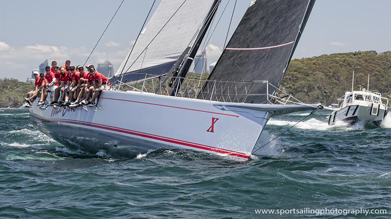 Wild Oats X on the beat in yesterday's SOLAS race  - photo © Beth Morley / www.sportsailingphotography.com