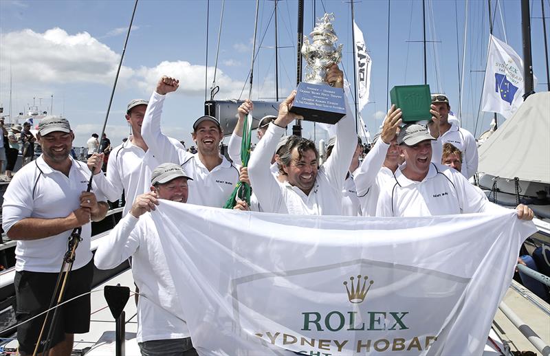 Jubilation aboard Ichi Ban after the overall win was announced - photo © Bow Caddy Media