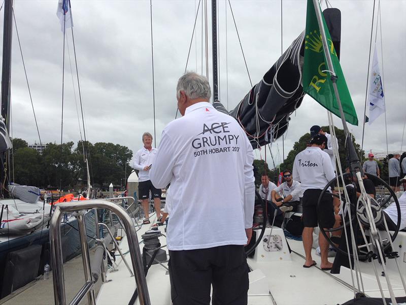 Triton's crew presented Tony Ellis with his '50th' shirt on Boxing Day - 2017 Rolex Sydney Hobart Yacht Race - photo © Di Pearson