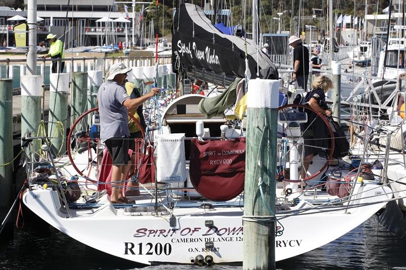 Spirit of Donwunder crew make final preparations - Sundance Marine Melbourne Osaka Double Handed Yacht Race 2018 photo copyright Kevin Manning taken at Sandringham Yacht Club and featuring the IRC class
