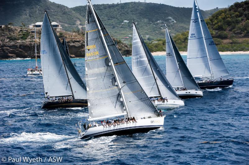 Start of CSA 3 on KPMG Race Day 5 at Antigua Sailing Week photo copyright Paul Wyeth taken at Antigua Yacht Club and featuring the IRC class